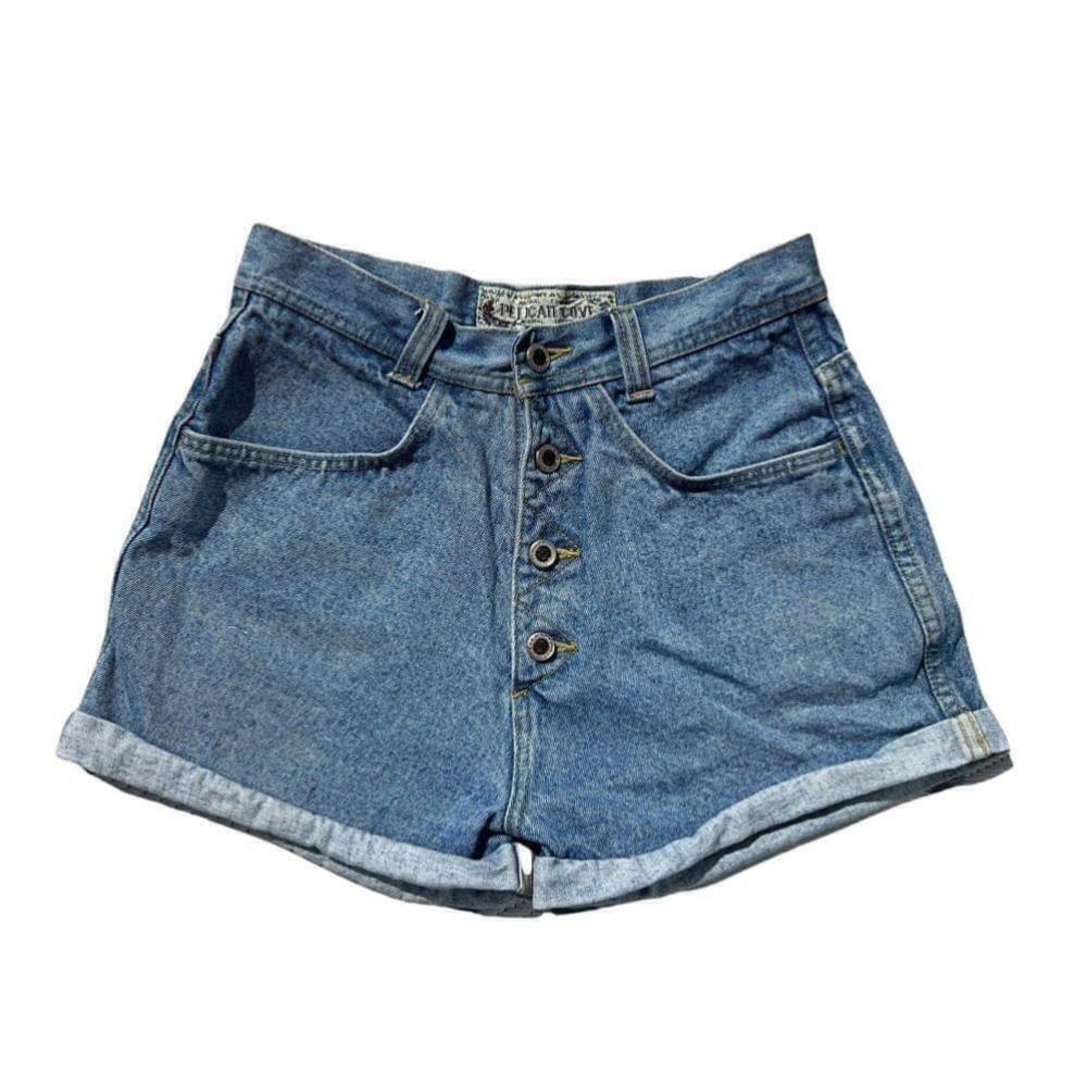 Vintage 80s 90s Pelican Cove High Rise Light Wash Denim Jean Mom Cuffed Shorts